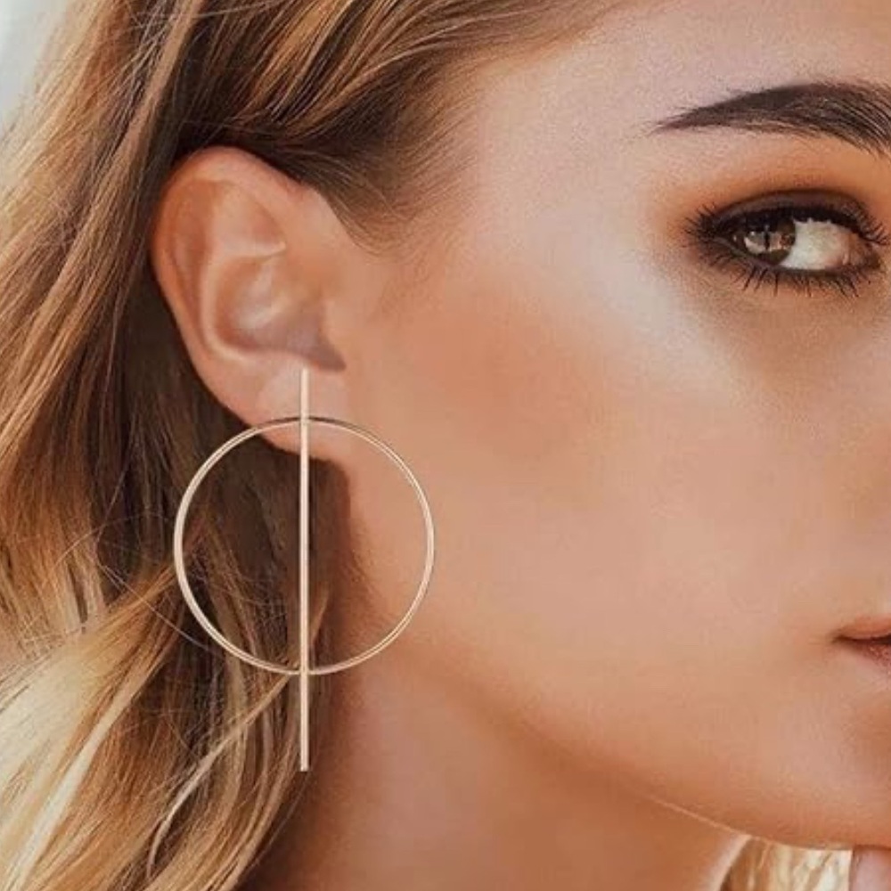 Gold Minimalist Geo Bar Hoops
